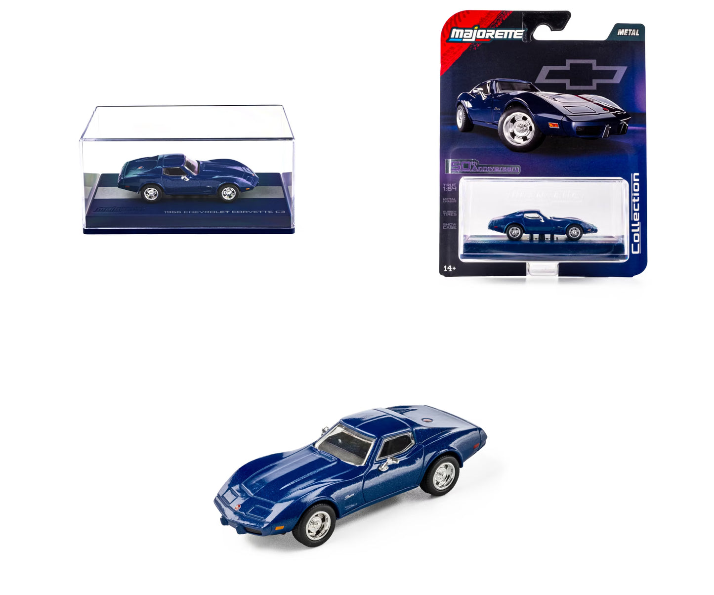 Majorette Collection Series 1976 Chevrolet Corvette C3 50th Anniversary Blue 1:64