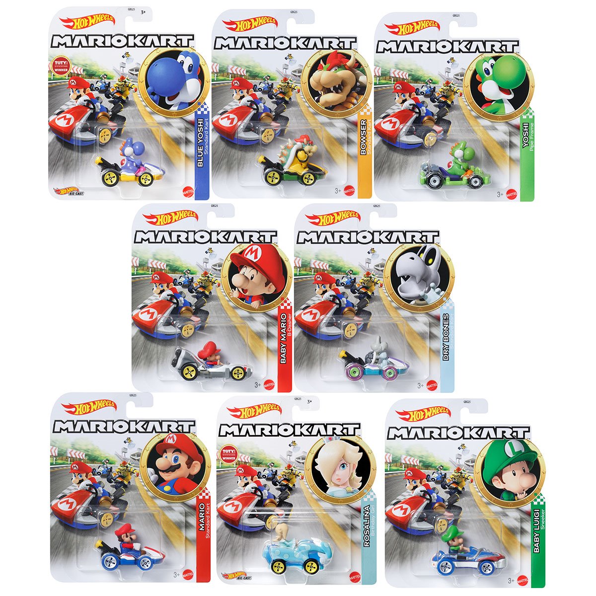 Mario Kart Hot Wheels 2025 Mix 5S Vehicle Case of 8 (includes Rosalina)