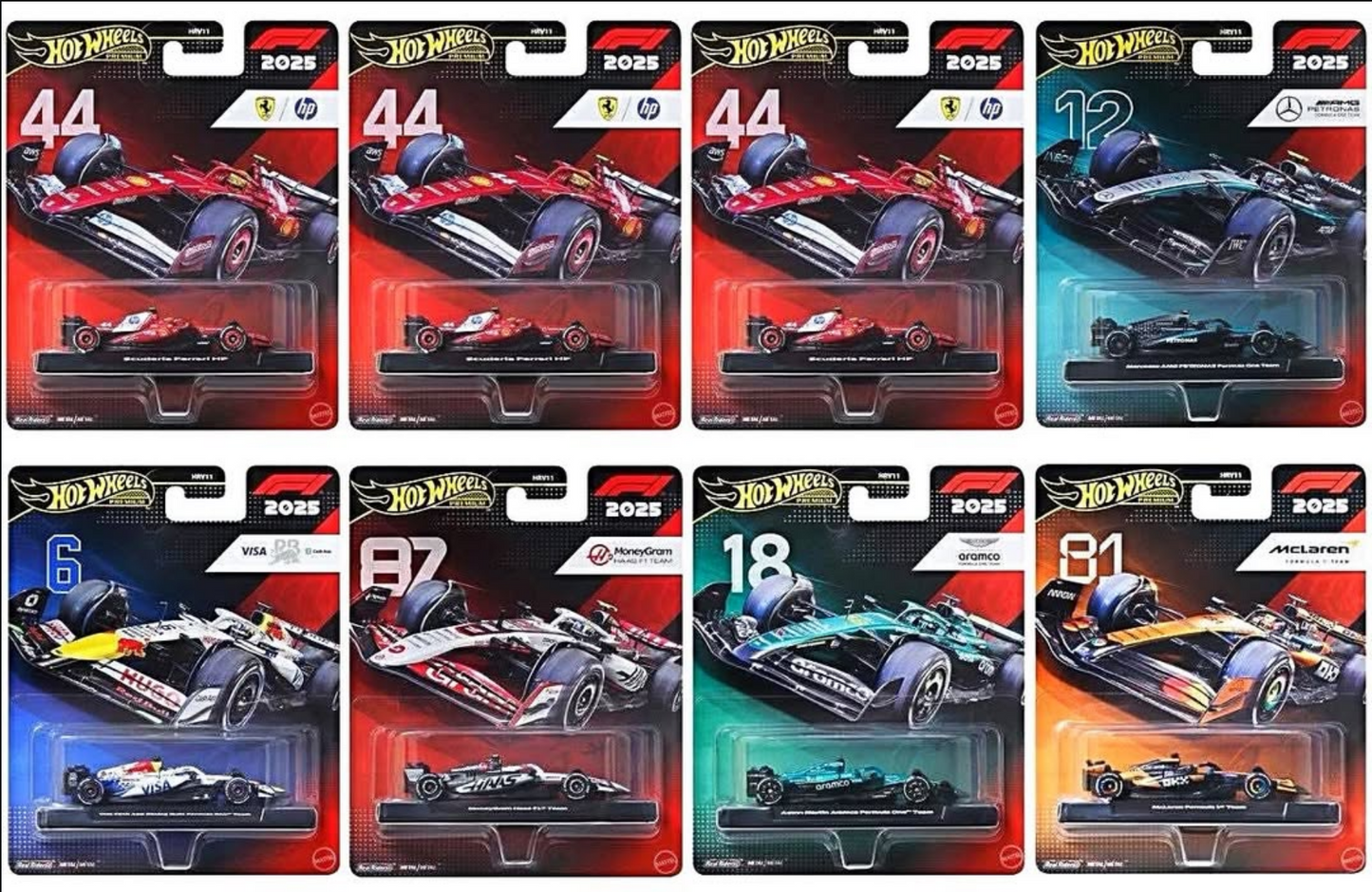 Hot Wheels Formula 1 2026 Mix 3L – Vehicle Case of 8 (2025 Livery) – Includes Ferrari