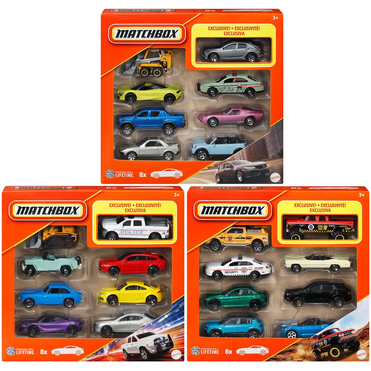 Matchbox 1:64 Scale 2025 Wave 1D Die-Cast Vehicle 8-Pack – Hot