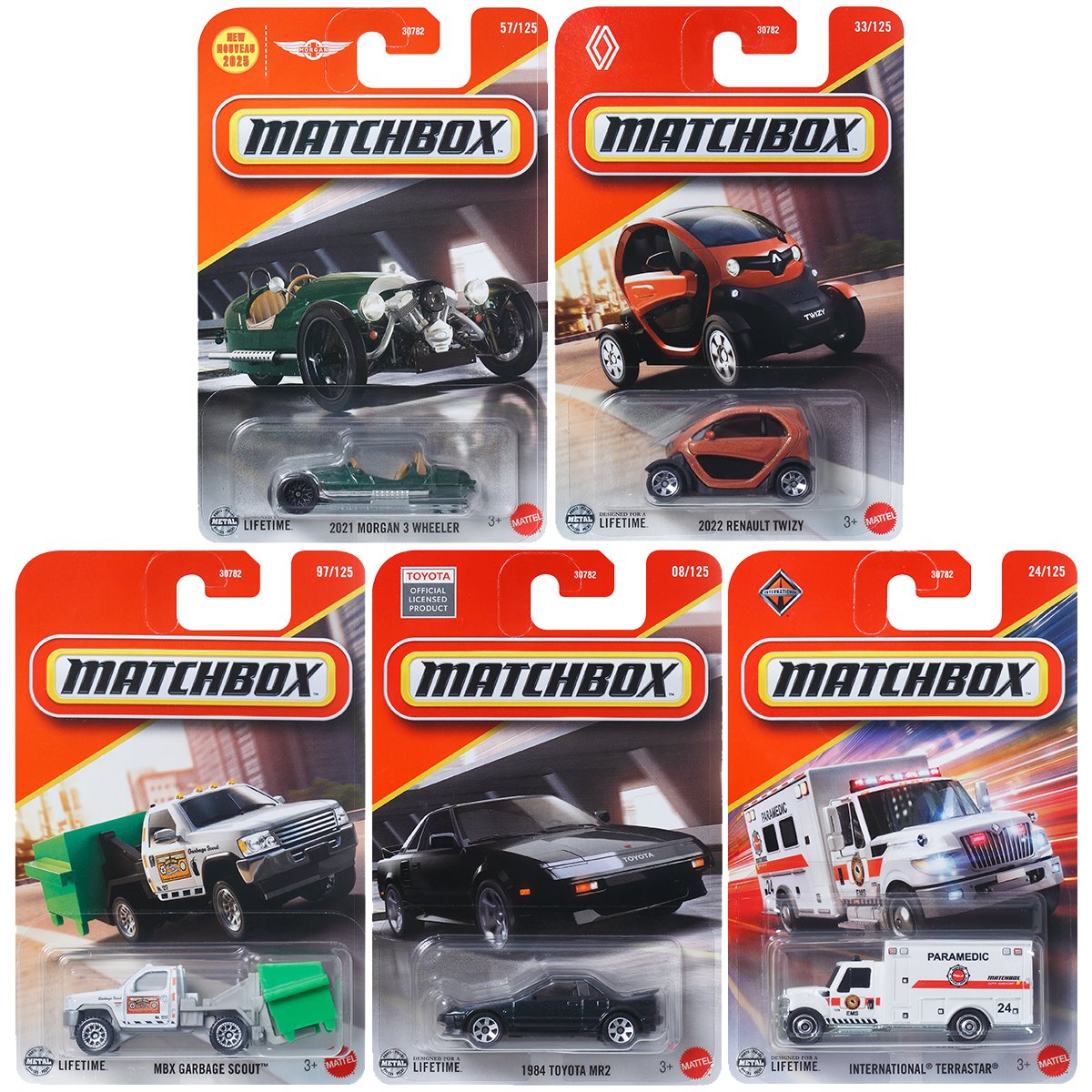 Matchbox Car Collection 2025 Mix 8H Vehicles Long Card – Hot Match