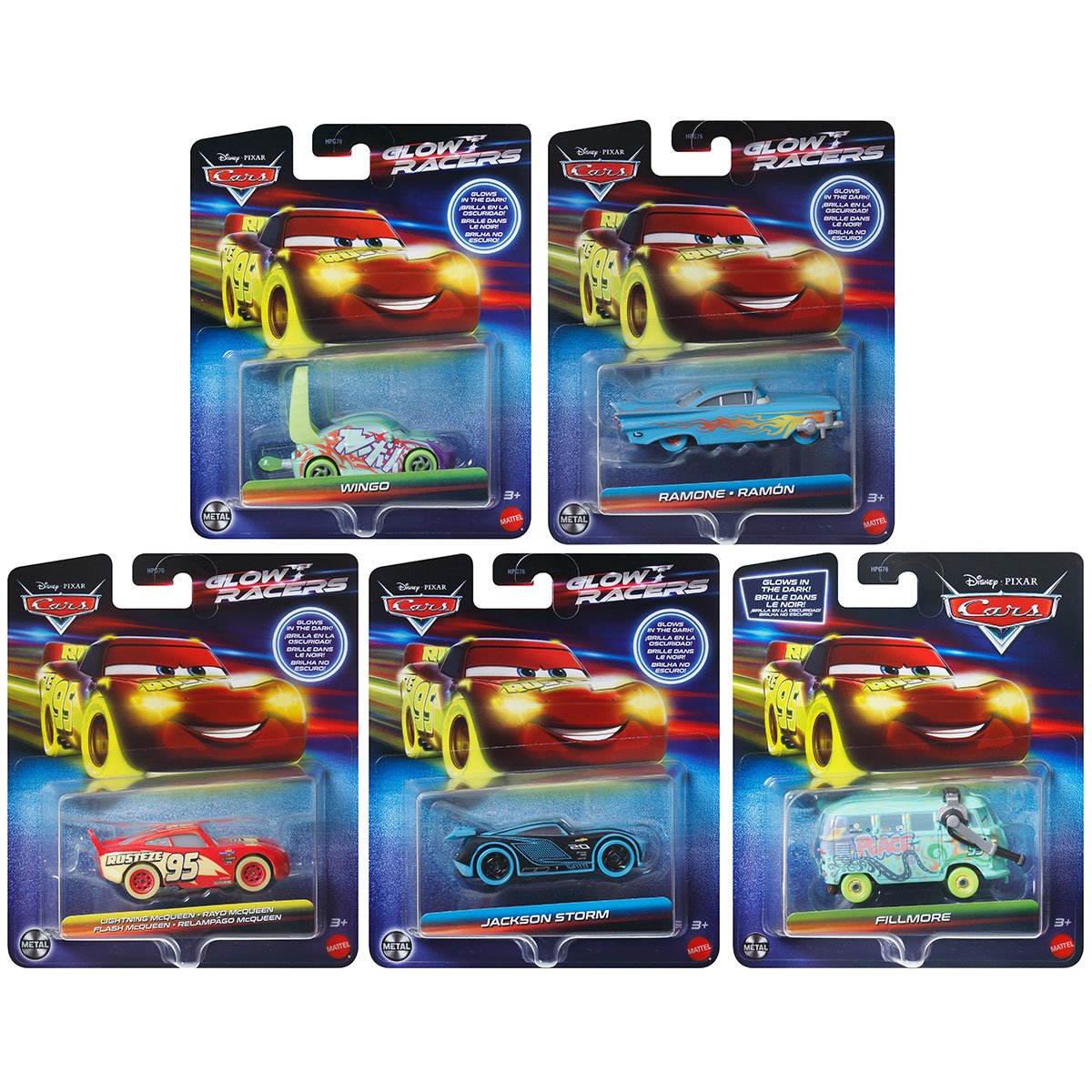 Cars Glow Racers 2026 Mix 1 Vehicle Case of 8