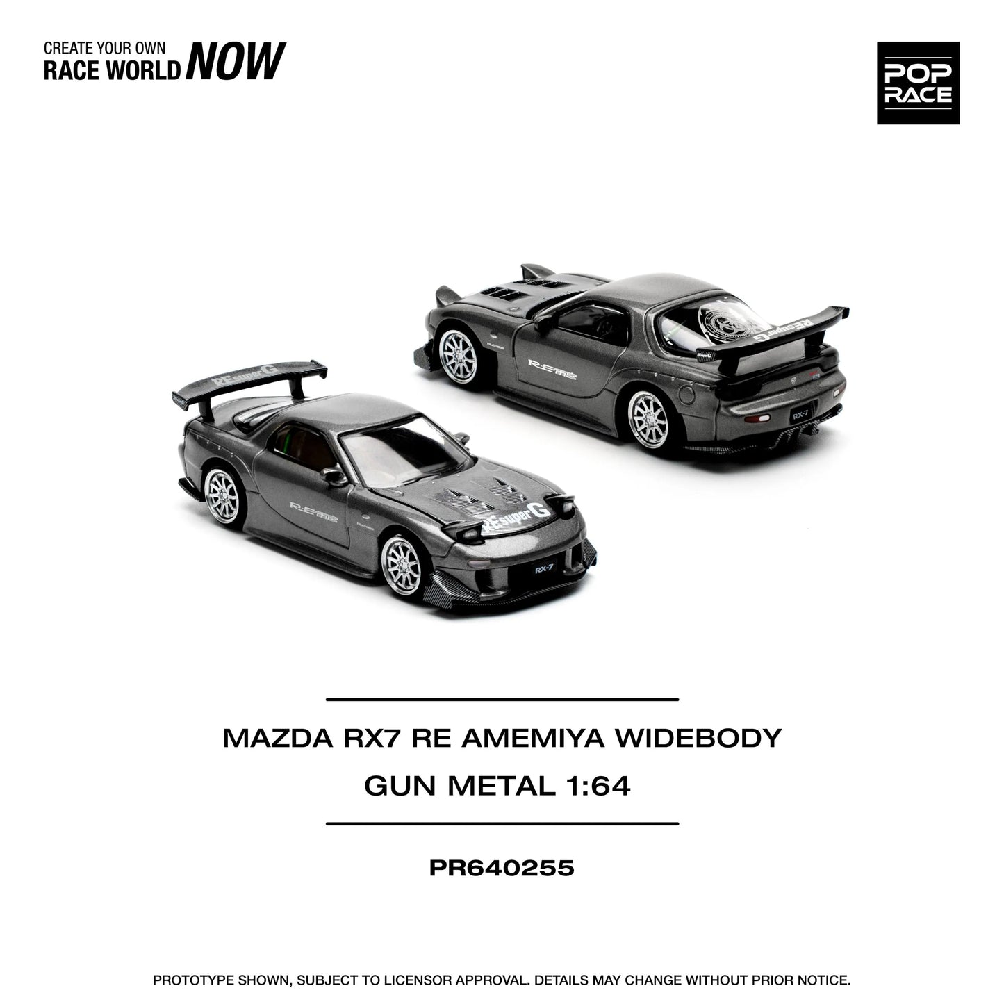 ame Pop Race 1:64 Mazda RX-7 (FD3S) RE-AMEMIYA Widebody Gun Metal Grey