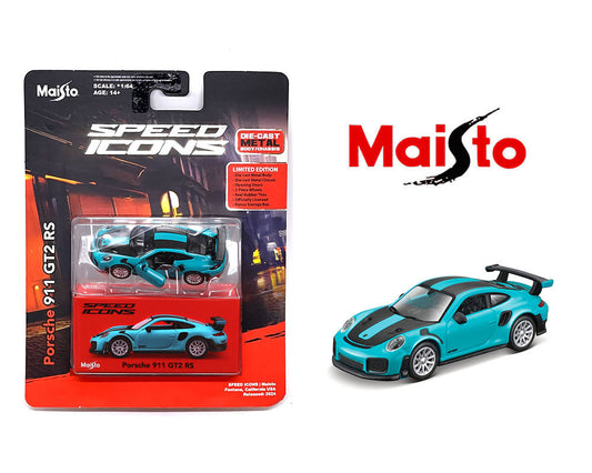 Maisto 1:64 Speed Icons 2025 – Porsche 911 GT2 RS – Miami Blue