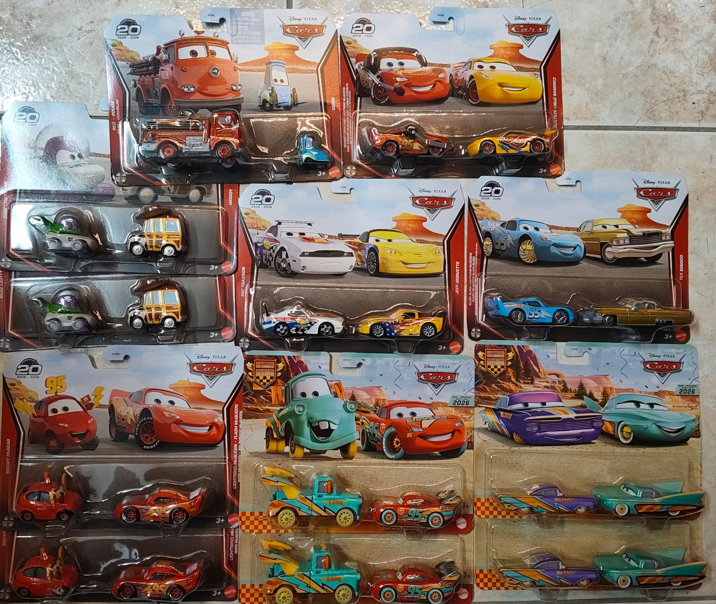 Disney Cars Character Car Vehicle 2-Pack 2026 Mix 3G Case of 12 - 20th Anniversary