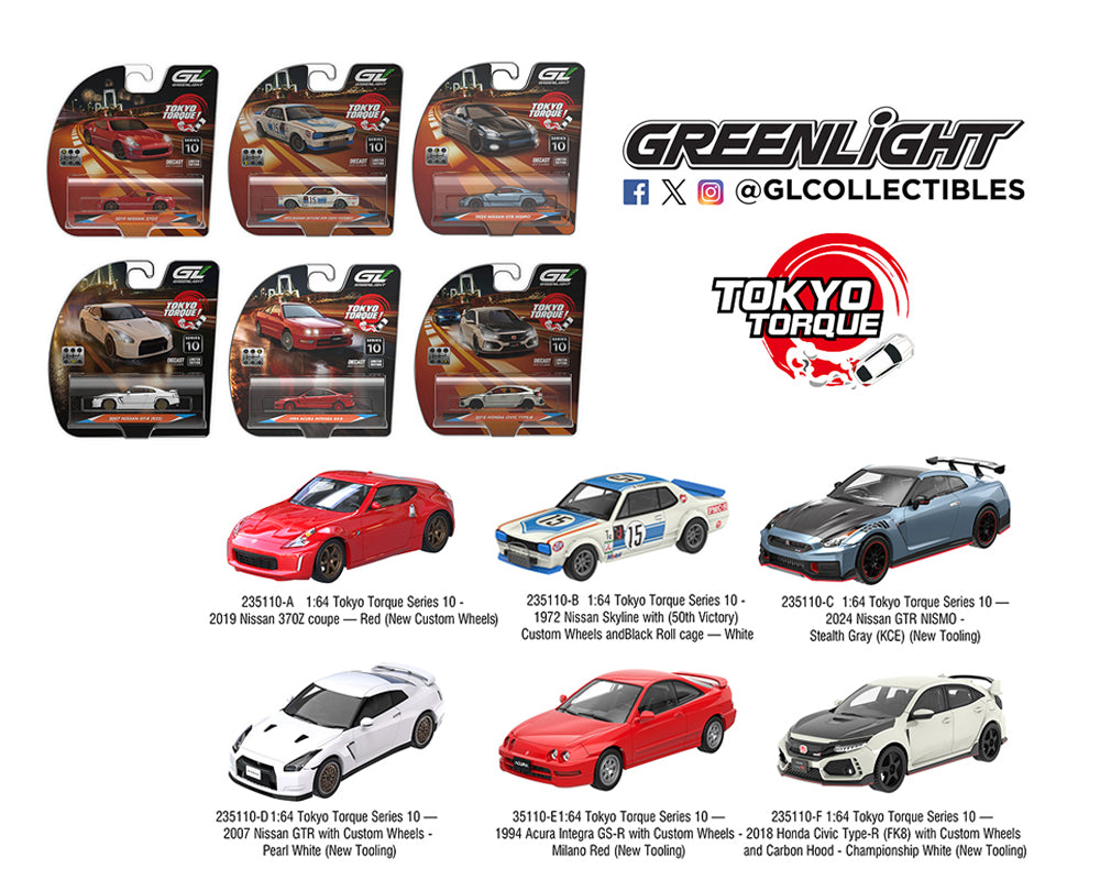 Greenlight 1:64 Tokyo Torque Series 10 – Set of 6 – Limited edition - Chance of Chase