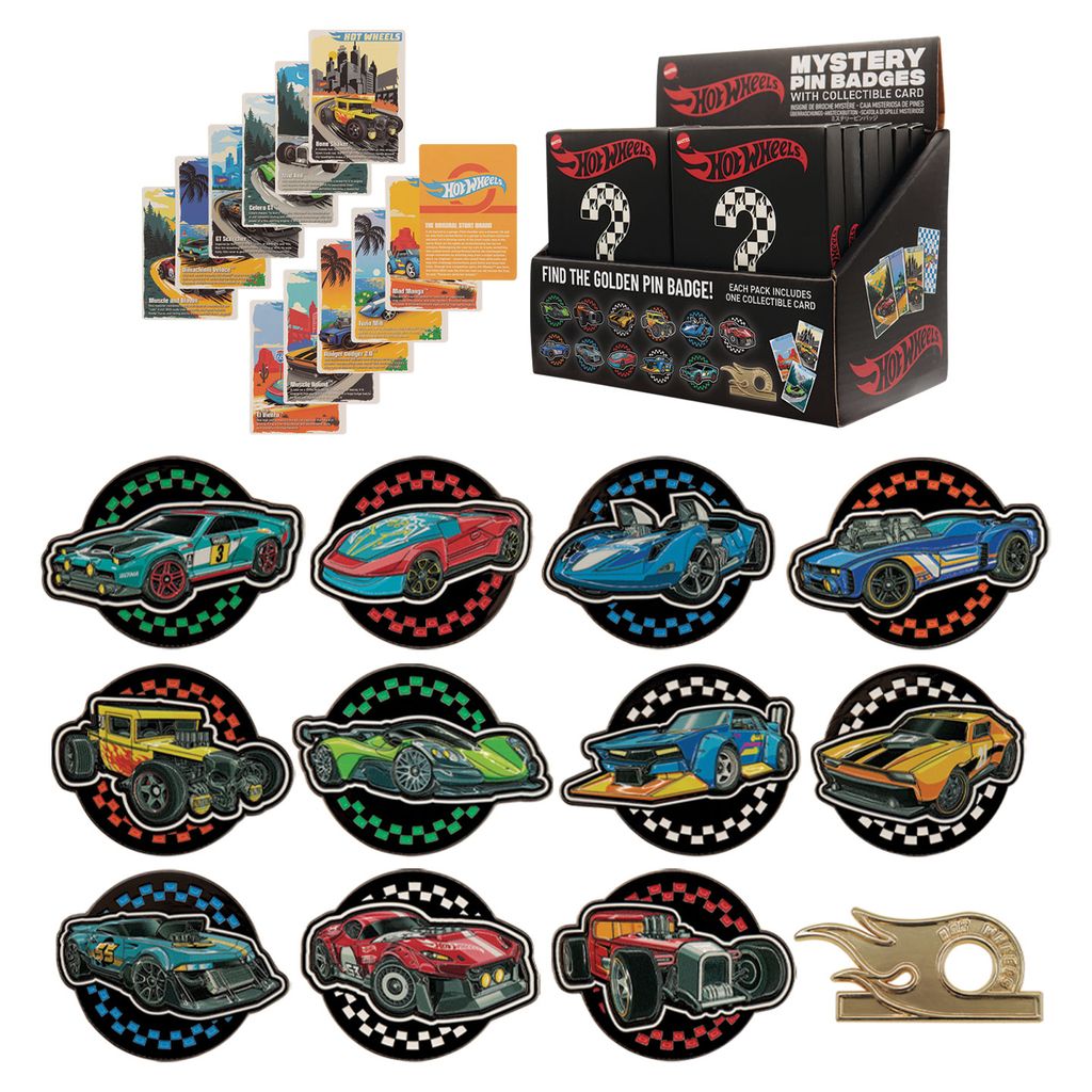Hot Wheels - Mystery Pin Badges CDU Containing 12 Packs