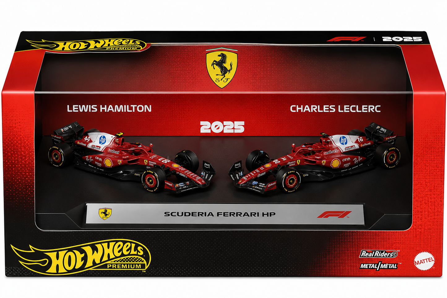 Hot Wheels Formula 1 F1 Ferrari Lewis Hamilton and Charles Leclerc 2 Pack Premium 1:64 Set