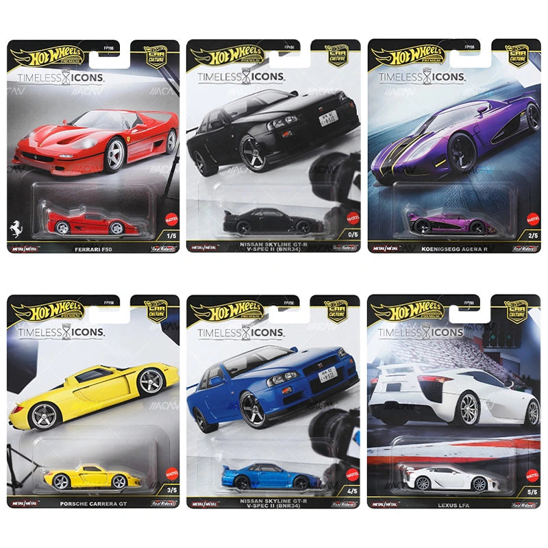 Hot Wheels Car Culture & Team Transport Factory Mix 4R - Ronin Run II and Timeless Icons with Team Transport Ferrari Set