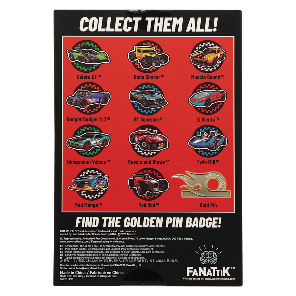 Hot Wheels - Mystery Pin Badges CDU Containing 12 Packs