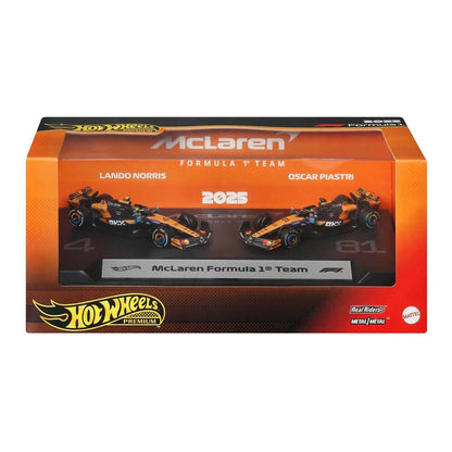 Hot Wheels Formula 1 (2025 Livery) Mix 1A 2-Pack Case of 4 (McLaren, Racing Bulls, Haas, McLaren, Mercedes)