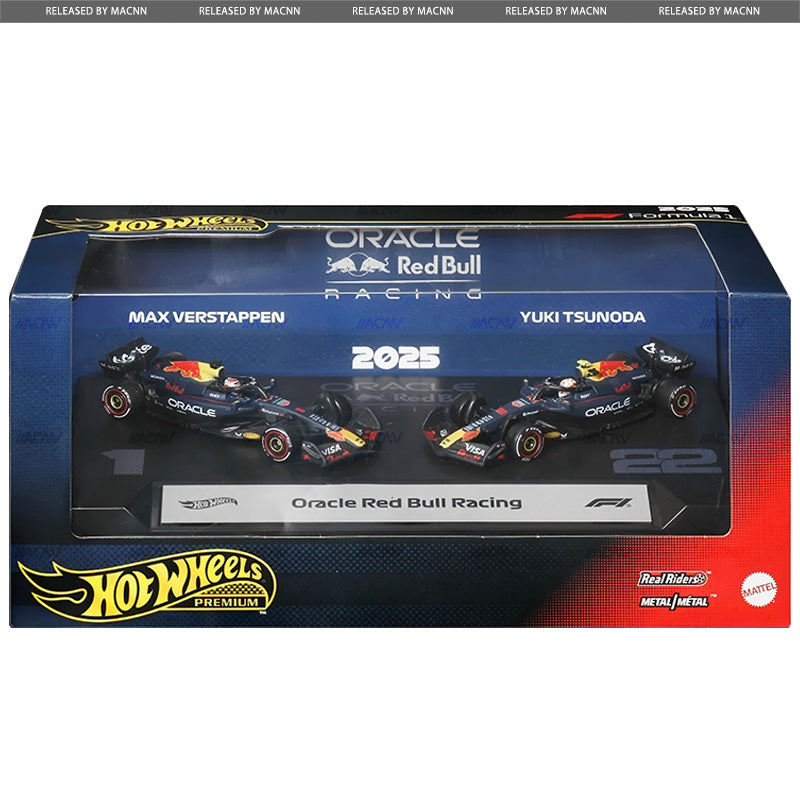 Hot Wheels Formula 1 Oracle Red Bull Team Verstappen #1 and Tsunoda #22 2-Pack Premium 1:64 Vehicle