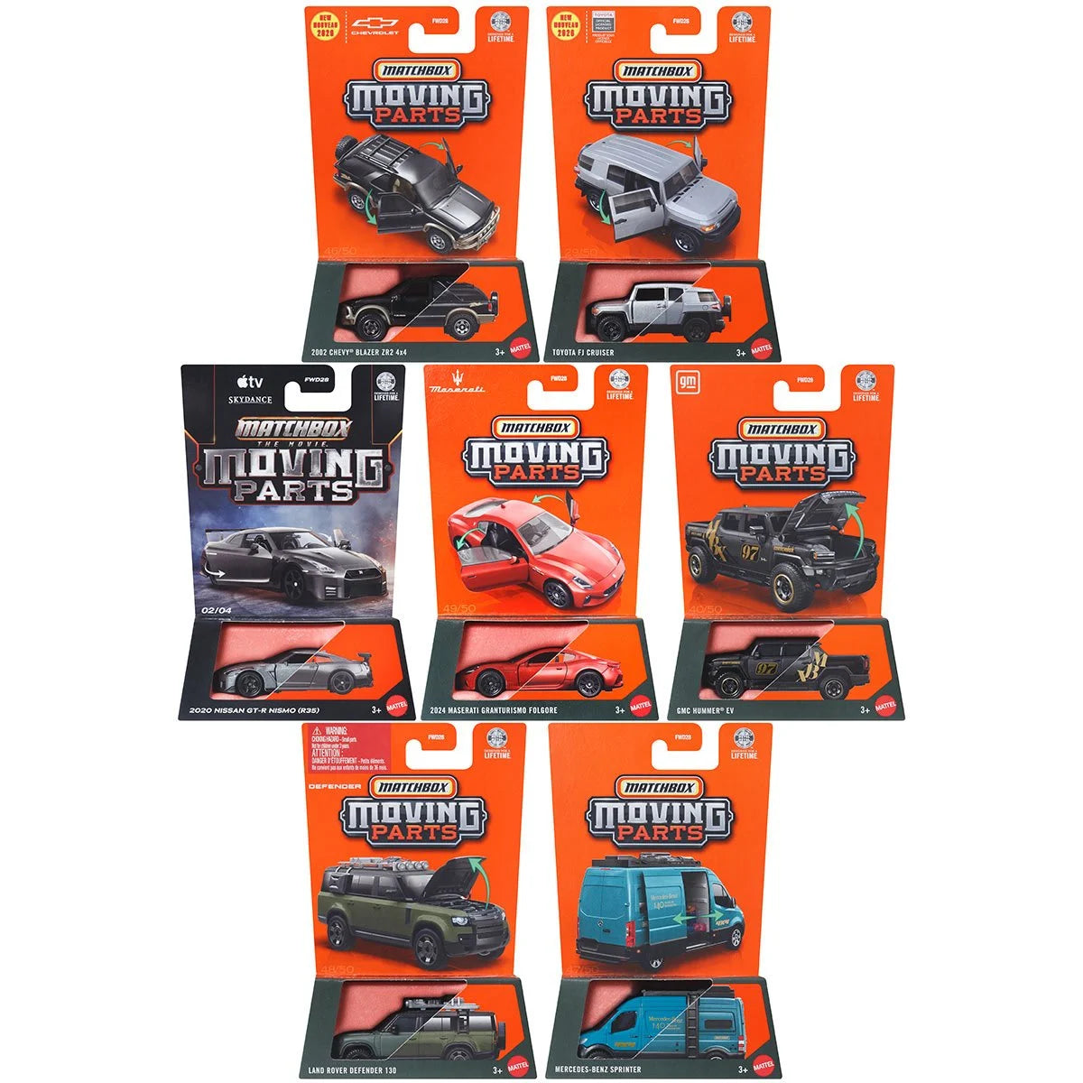 Matchbox Moving Parts 2026 Mix 8R Case of 8 – 60% Chance of Nissan GT-R R35 Super Chase