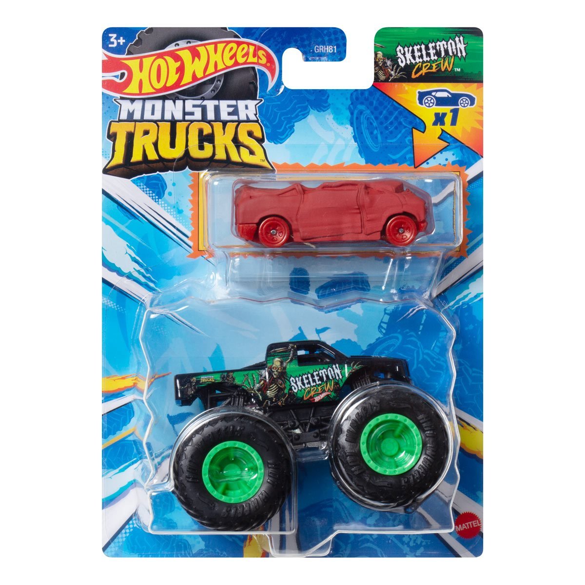 Hot Wheels Monster Truck Plus Car 1:64 Scale Vehicle 2-Pack 2024 