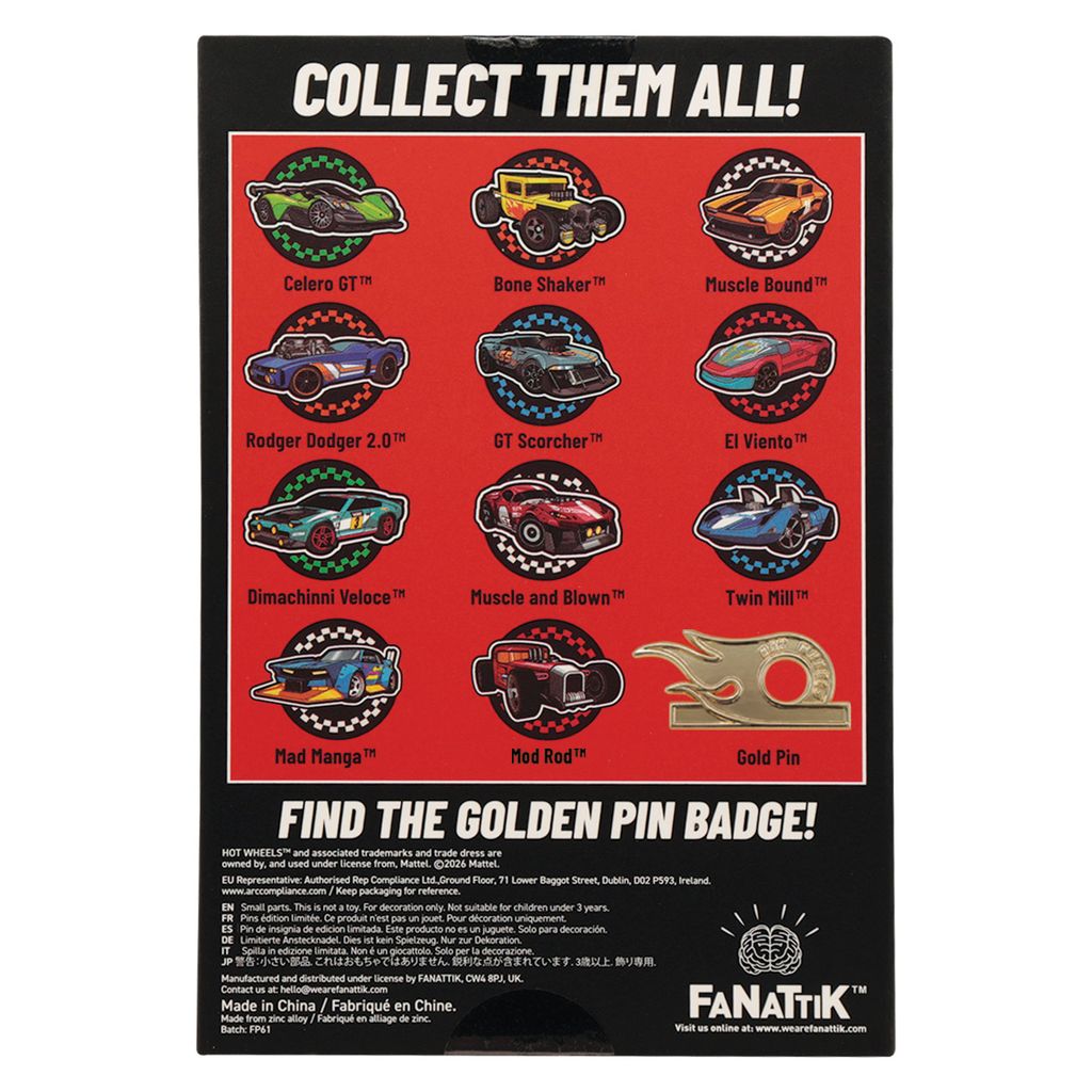 Hot Wheels - Mystery Pin Badges CDU Containing 12 Packs