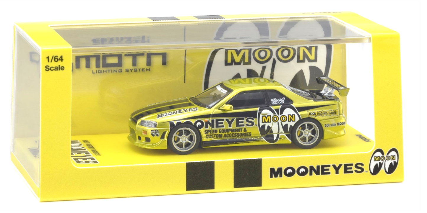 Kyosho Nissan Skyline GT-R R34 MOONEYES Chrome 1:64 diecast