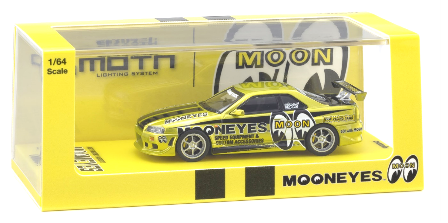 Kyosho Nissan Skyline GT-R R34 MOONEYES Chrome 1:64 diecast