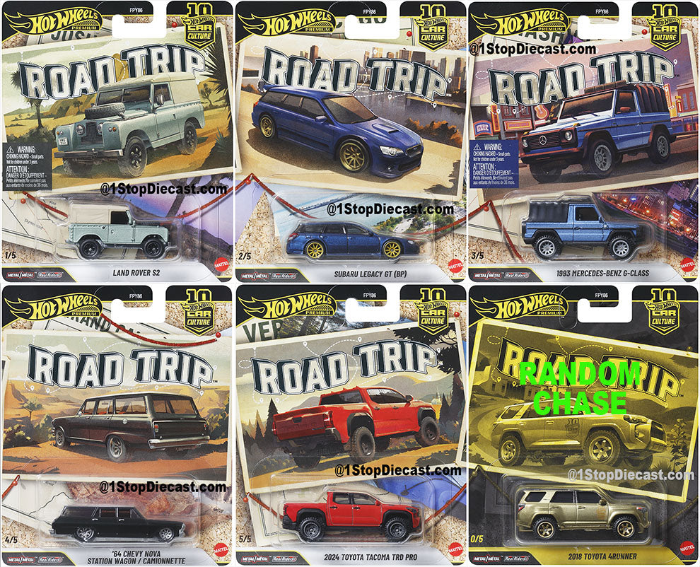 Hot Wheels Car Culture 2026 Mix 7V – Road Trip – 1:64 Premium Case / Set