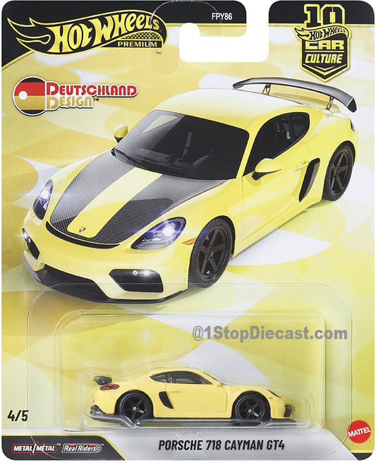 Hot Wheels Car Culture Porsche 718 Cayman GT4 Deutschland Design Premium 1:64 Vehicle