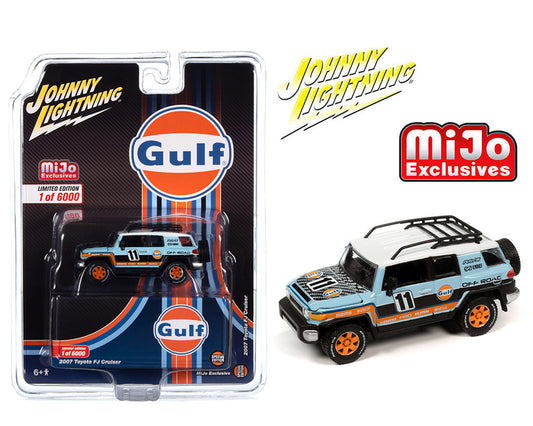 Johnny Lightning 1:64 2007 Toyota FJ Cruiser 4×4 Off-Road Gulf Racing – Blue – Mijo Exclusives