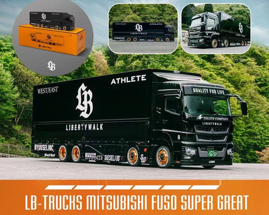GCD 1:64 Liberty Walk LB-Trucks Mitsubishi Fuso Super Great Transporter Athlete – Black