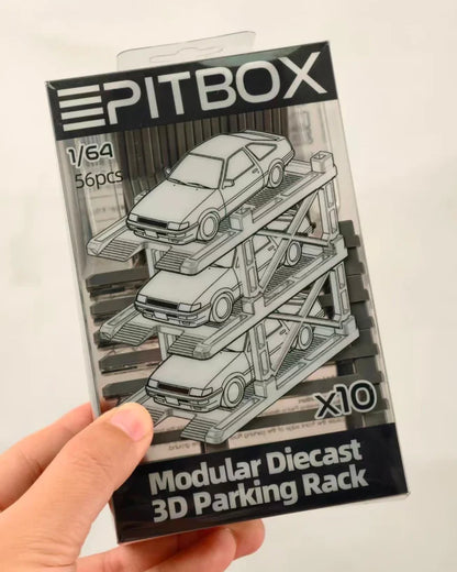 PITBOX Modular Diecast Parking Rack (10 Parking Spots per Box)