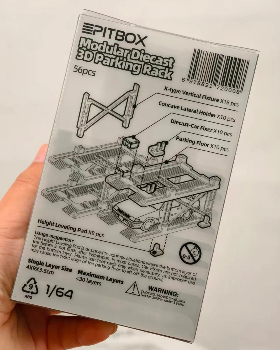 PITBOX Modular Diecast Parking Rack (10 Parking Spots per Box)