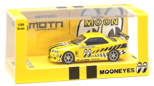 Kyosho 1:64 Nissan Skyline GT-R (R34) MOONEYES Yellow – MOTN