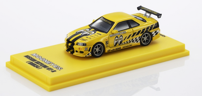 Kyosho 1:64 Nissan Skyline GT-R (R34) MOONEYES Yellow – MOTN