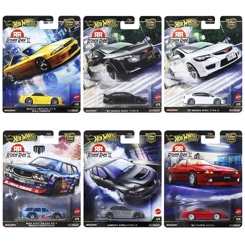 Hot Wheels Car Culture & Team Transport Factory Mix 4R - Ronin Run II and Timeless Icons with Team Transport Ferrari Set
