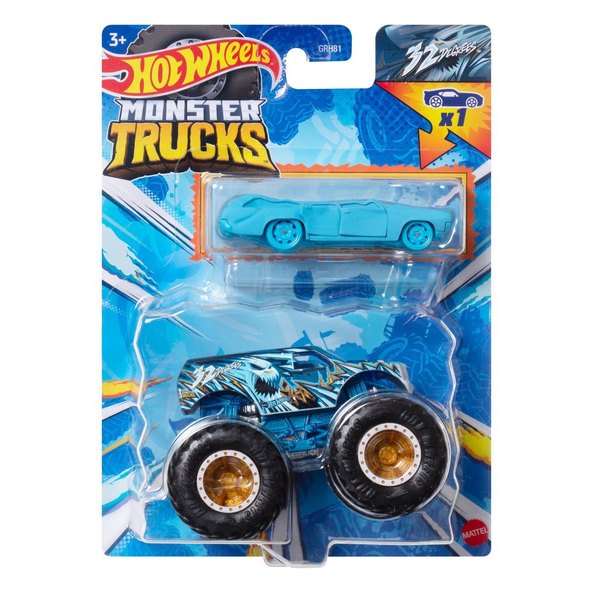 Hot Wheels Monster Truck Plus Car 1:64 Scale Vehicle 2-Pack 2024 