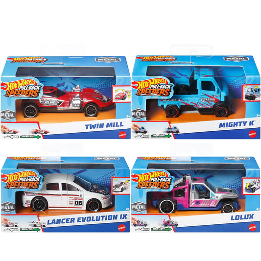Hot Wheels Pull-Back Speeders 2024 Mix 2 Case of 12 (12 total cars)