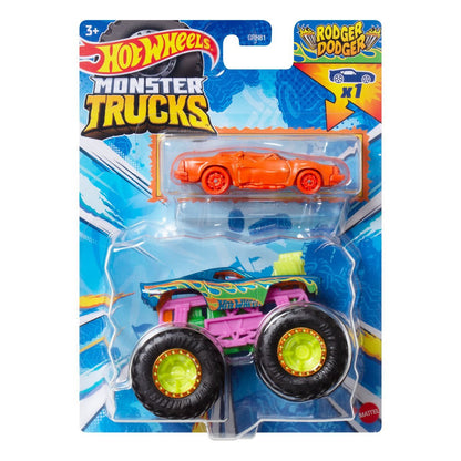 Hot Wheels Monster Truck Plus Car 1:64 Scale Vehicle 2-Pack 2024 