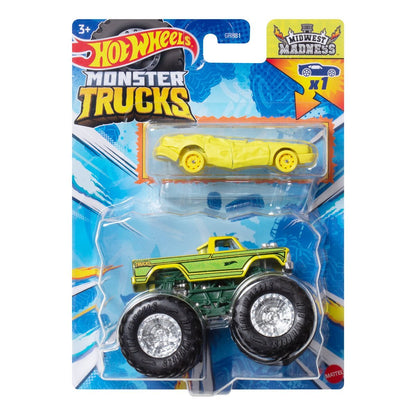 Hot Wheels Monster Truck Plus Car 1:64 Scale Vehicle 2-Pack 2024 