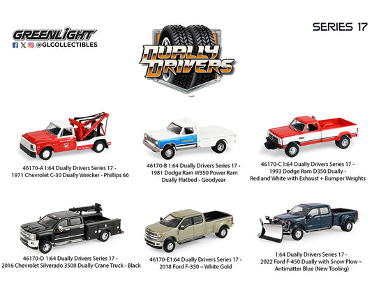 GreenLight Dually Drivers Series 17 set of six 1:64 trucks – 46170