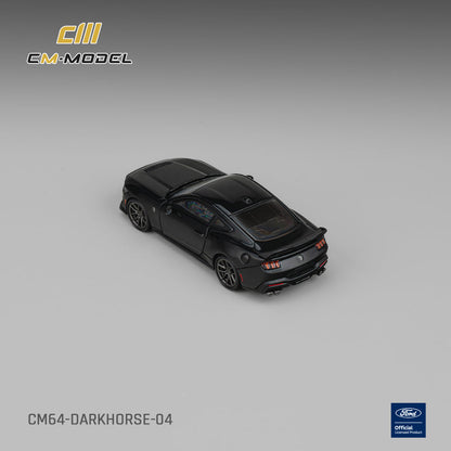 CM Model 1:64 Ford Mustang Dark Horse Shadow Black – CM64-DARKHORSE-04 – elevated rear view