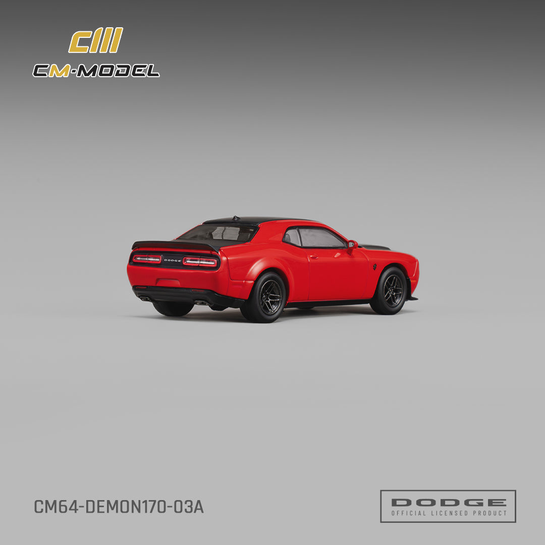 CM Model 1:64 Dodge Challenger SRT Demon 170 TorRed – CM64-DEMON170-03A – rear three-quarter view