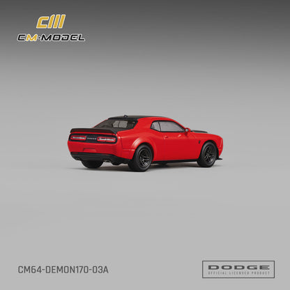 CM Model 1:64 Dodge Challenger SRT Demon 170 TorRed – CM64-DEMON170-03A – rear three-quarter view