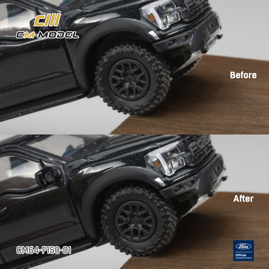 CM Model 1:64 Ford F-150 Raptor Agate Black Metallic – CM64-F150-01 – manufacturer suspension detail comparison