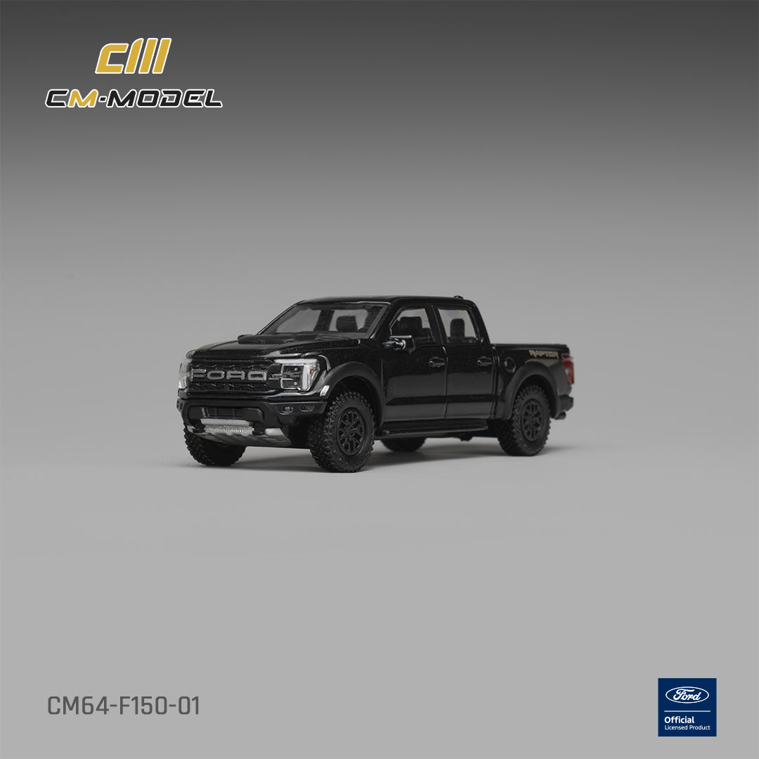 CM Model 1:64 Ford F-150 Raptor Agate Black Metallic – CM64-F150-01 – front three-quarter view