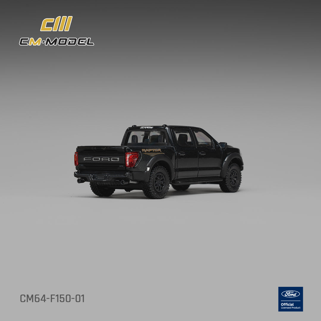 CM Model 1:64 Ford F-150 Raptor Agate Black Metallic – CM64-F150-01 – rear three-quarter view