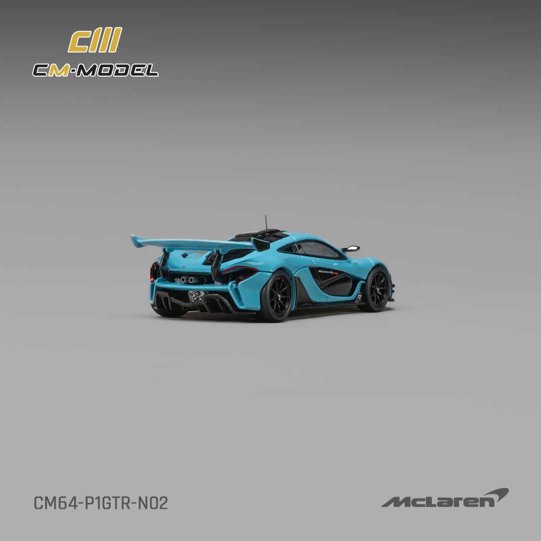 CM Model 1:64 McLaren P1 GTR Iridium Blue – CM64-P1GTR-N02 – rear three-quarter view