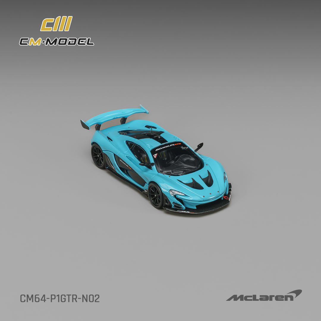 CM Model 1:64 McLaren P1 GTR Iridium Blue – CM64-P1GTR-N02 – elevated front view