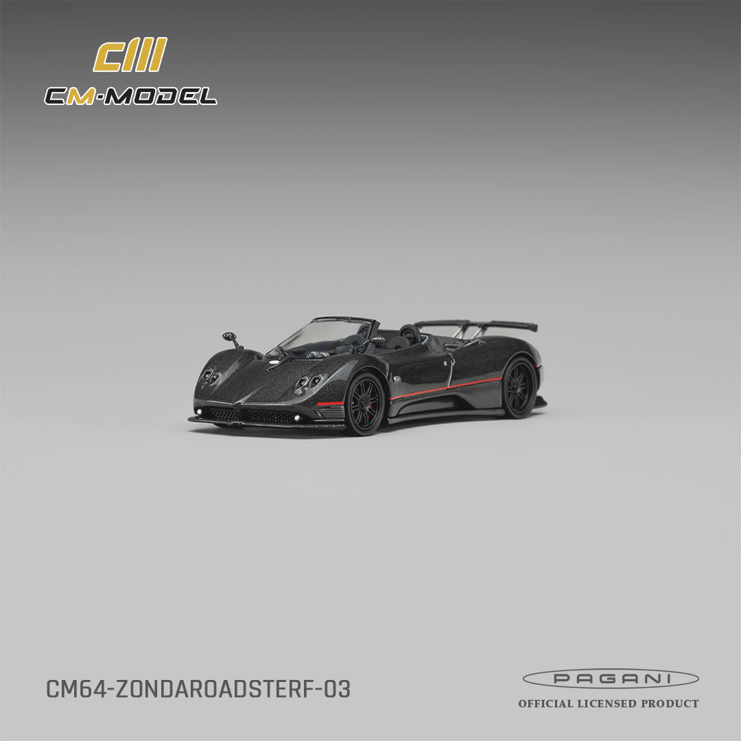 CM Model 1:64 Pagani Zonda F Roadster Montecarlo Gray – CM64-ZONDAROADSTERF-03 – front three-quarter view