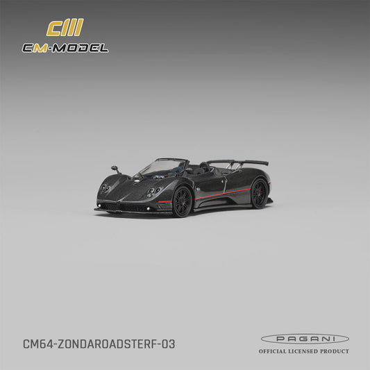 CM Model 1:64 Pagani Zonda F Roadster Montecarlo Gray – CM64-ZONDAROADSTERF-03 – front three-quarter view