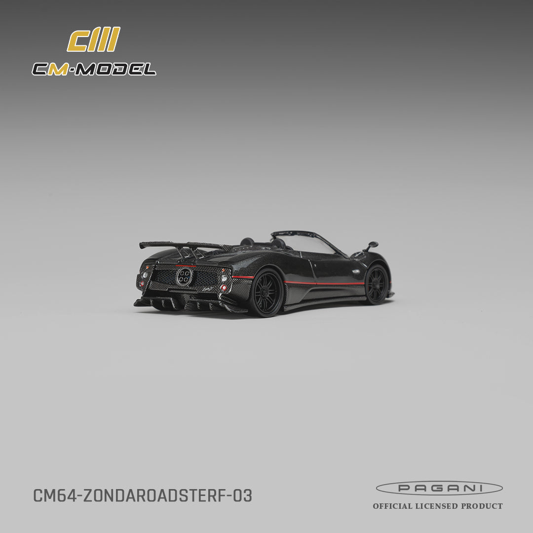 CM Model 1:64 Pagani Zonda F Roadster Montecarlo Gray – CM64-ZONDAROADSTERF-03 – rear three-quarter view