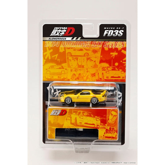 Hobby Japan Mazda RX-7 FD3S RedSuns Initial D Keisuke Takahashi vs Takumi Fujiwara HJDMDR002A, refreshed blister packaging