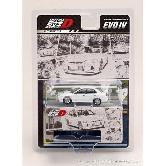 Hobby Japan Mitsubishi Lancer RS Evolution IV Initial D Seiji Iwaki vs Takumi Fujiwara HJDMDR005, refreshed blister packaging