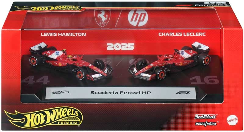 Hot Wheels Formula 1 F1 Ferrari Lewis Hamilton and Charles Leclerc 2 Pack Premium 1:64 Set