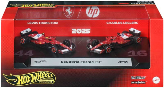 Hot Wheels Formula 1 F1 Ferrari Lewis Hamilton and Charles Leclerc 2 Pack Premium 1:64 Set